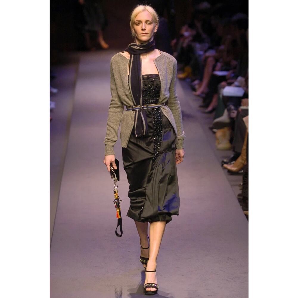 Prada Fall 2004 Runway Black Velvet Crystal Embellished Wedge Sandals IT 37 - Picture 3 of 11
